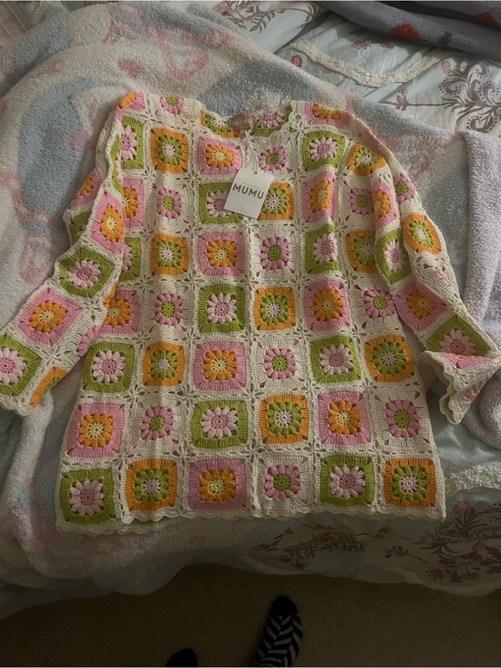 Show Me Your MuMu Other - Show Me Your MuMu Crochet Patchwork Cover up in Pink, Green, Yellow